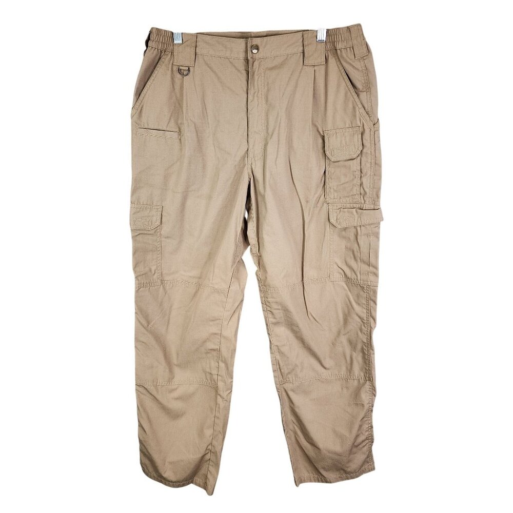 Mens Brown 5.11 Tactical Cargo Pants Polyester Cotton Blend Utility Size 36x32